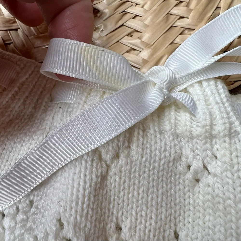 0-6 months Laura Ashley knit bottoms and hat set hat with bear ears - Picture 12 of 12